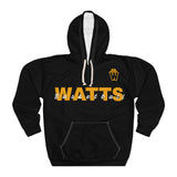 Watts Basketball Unisex Pullover Hoodie - Cozy Sportswear for Fans and Players (Black&Yellow)