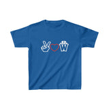 Peace, Love and Basketball Kids Shirt in Blue